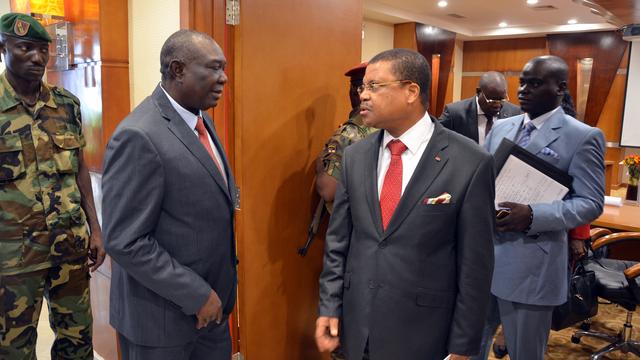 Le président centrafricain Michel Djotodia et son Premier ministre Nicolas Tiangaye. [Patrick Fort]