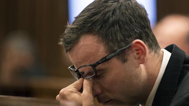 Oscar Pistorius, lors du procès, le 7 août 2014. [MUJAHID SAFODIEN]