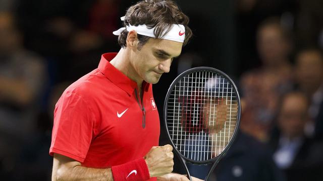 Avec cette 34e victoire en simple en Coupe Davis, Roger Federer égale le record de Jakob Hlasek. [Salvatore Di Nolfi]