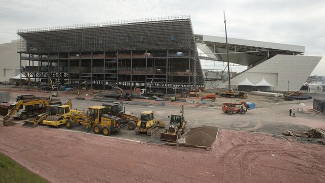 Le stade d'Itaquerao en construction à Sao Paulo. [Andre Penner - AP Photo]