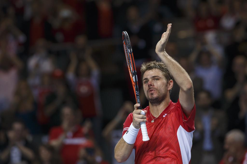 Wawrinka a réagi en champion dimanche face à Kukushkin. [KEYSTONE - Salvatore Di Nolfi]