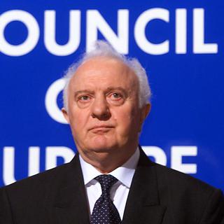 Edouard Chevardnadzé devant le Conseil de l'Europe à Strasbourg en 1999. [Gérard Cercles]