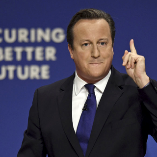 David Cameron mercredi devant le congrès des conservateurs à Birmingham. [AP/Keystone - Joe Giddens]