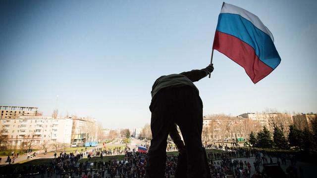 Des activistes ont proclamé une "république souveraine" à Donetsk. [Romain Carre/NurPhoto]