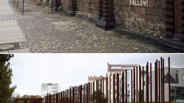 Un monument se tient aujourd'hui à la Bernauerstrasse pour permettre de visualiser l'emplacement du Mur autrefois. [AP - Markus Schreiber]