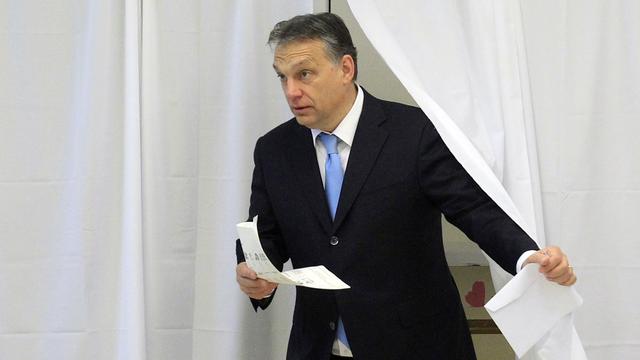 Le Premier ministre hongrois Viktor Orban, après avoir voté pour les législatives ce dimanche. [Bernadett Szabo]