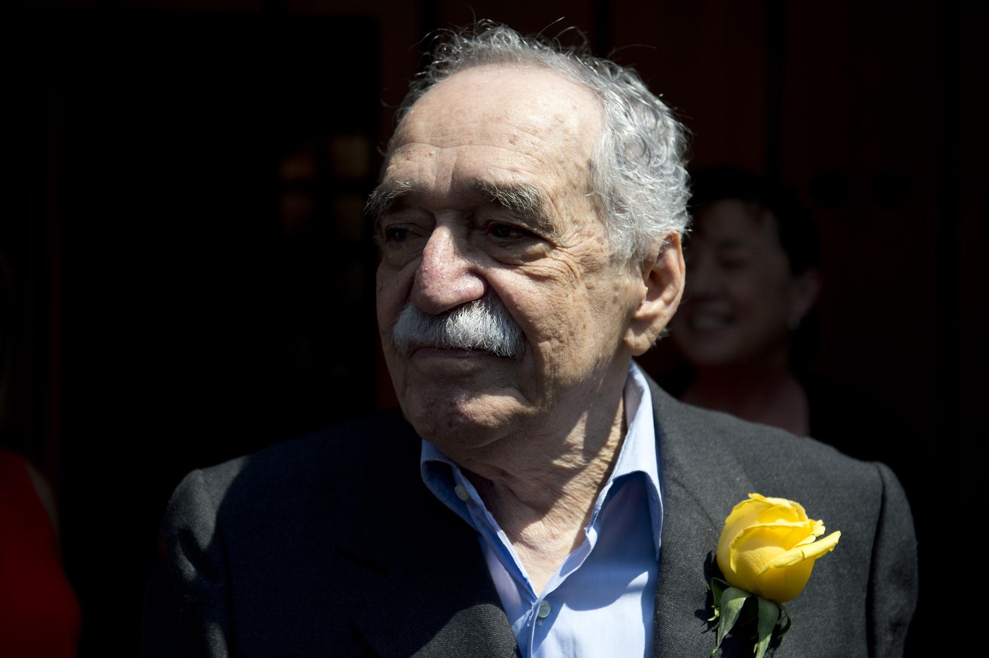 Gabriel Garcia Marquez devant sa maison de Mexico, le 6 mars 2014. [Yuri Cortez]
