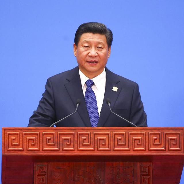 Le président chinois Xi Jinping, lors de son discours de clôture au sommet de l'Apec, à Pékin, ce 11 novembre 2014. [EPA/Keystone - Diego Azubel]