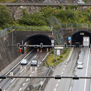L'entrée du tunnel routier du Gothard à Amsteg (UR). [KEYSTONE - Gaetan Bally]