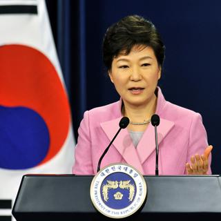 Park Geun-hye, la présidente sud-coréenne, lors d'une conférence de presse à Séoul le 6 janvier 2014. [AP Photo/Jung Yeon-je]