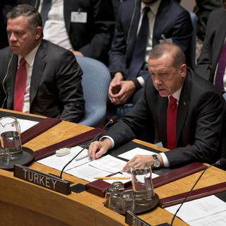 Le président turc Recep Tayyip Erdogan au Conseil de sécurité de l'ONU le 24 septembre dernier. [AP Photo/Pablo Martinez Monsivais]