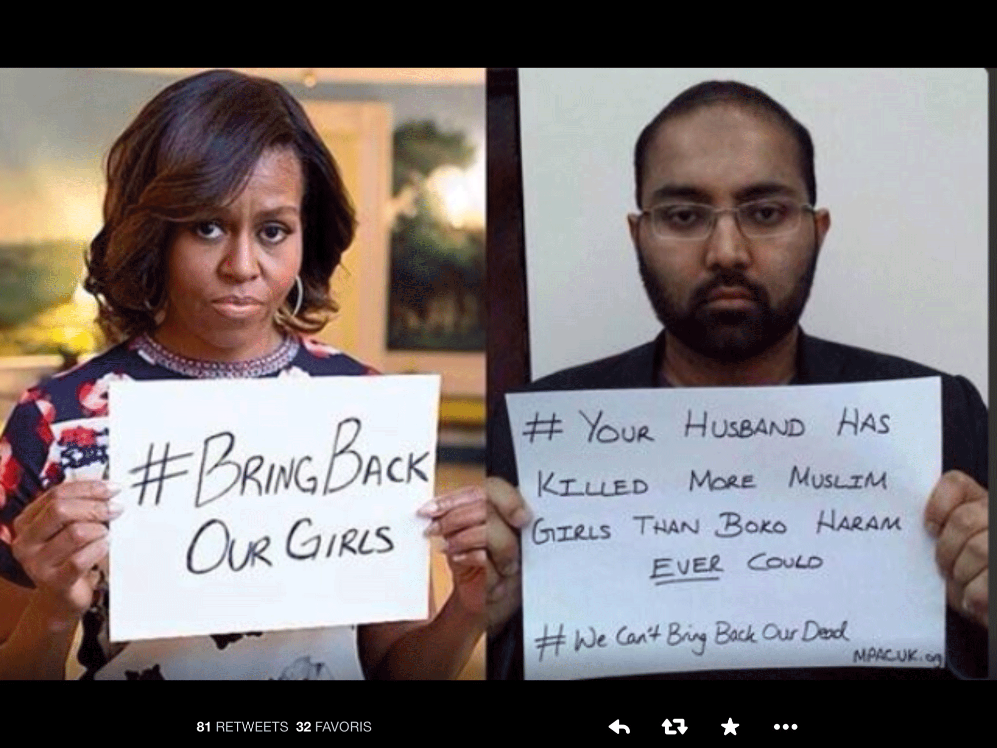 Tweet posté dans le cadre de la contre-campagne #BringBackYourDrones. [Twitter]