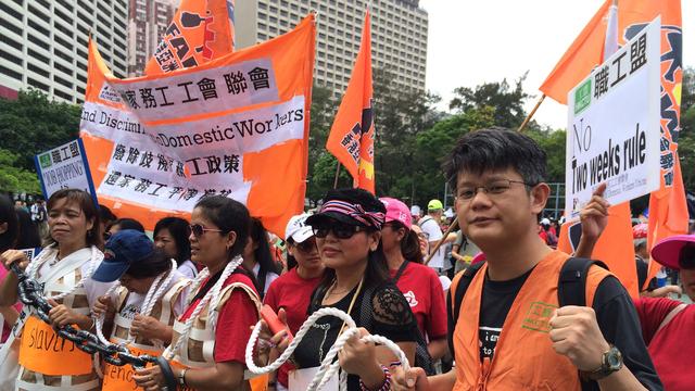 Mong Siu-tat, syndicaliste et activiste "pro-démocratie", Parc Victoria de Hong-Kong. [Raphaël Grand]
