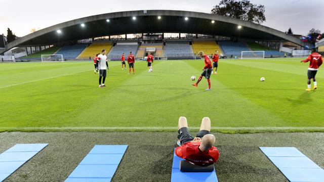 L'équipe de Suisse à l'entraînement à Maribor. [Laurent Gilliéron]