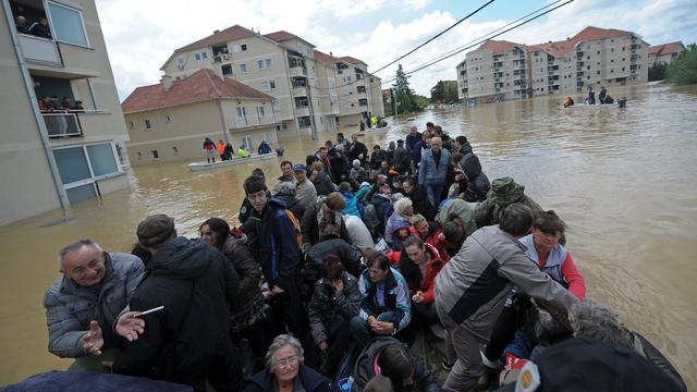 La ville d'Obrenovac en Serbie entièrement sous l'eau. [ALEXA STANKOVIC]