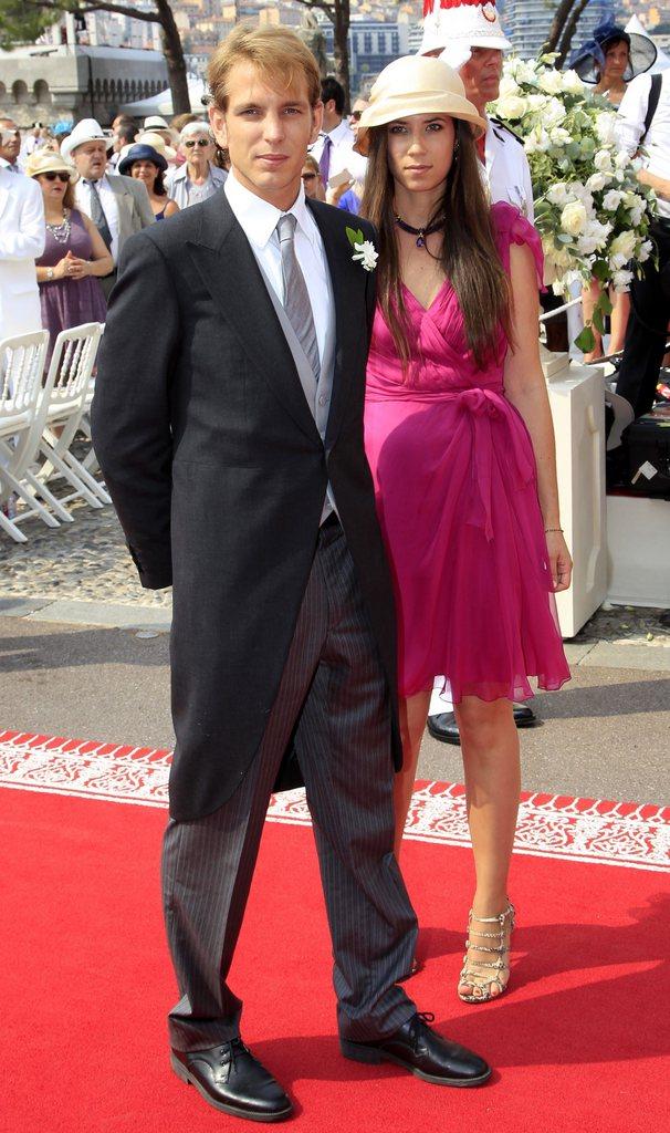 Andrea Casiraghi en compagnie de son épouse Tatiana Santo Domingo lors du mariage du Prince Albert de Monaco en août 2013. [KEYSTONE - EPA/JEAN-PAUL PELISSIER]