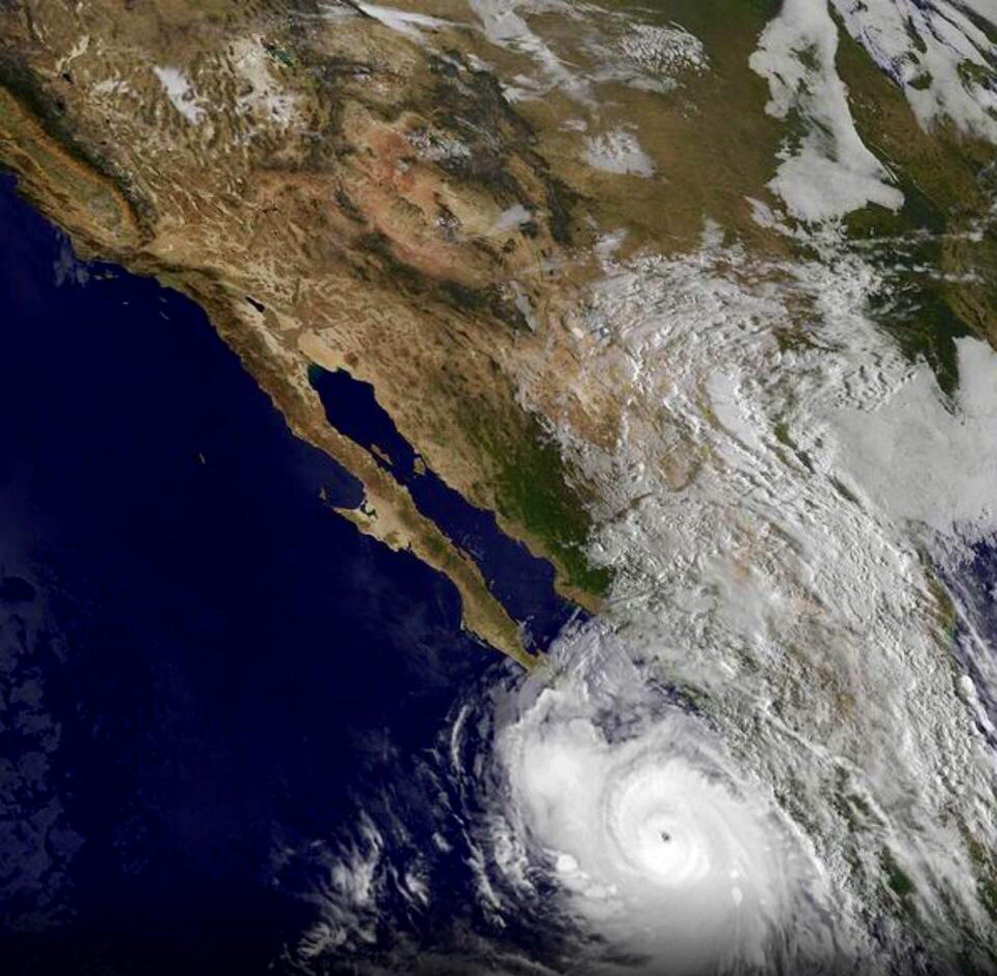 Image de la Nasa prise par le satellite GOES de l'ouragan Odile sur les côtes mexicaines le 14 septembre 2014. [NOTIMEX - NASA]