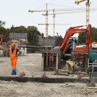 Le chantier du CEVA à la gare des Eaux-Vives, septembre 2013. [Salvatore Di Nolfi]