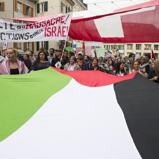 Une manifestation pro-palestinienne a eu lieu à Lausanne le 22 juillet. [Anthony Anex]