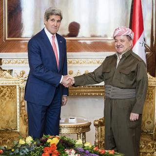 A Erbil, capitale du Kurdistan, J.Kerry a notamment rencontré le président Massoud Barzani, le 24 juin 2014. [Brendan Smialowski]