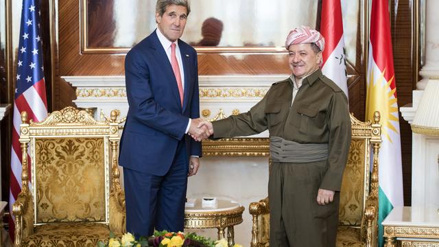 A Erbil, capitale du Kurdistan, J.Kerry a notamment rencontré le président Massoud Barzani, le 24 juin 2014. [Brendan Smialowski]