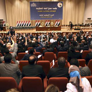 Le Parlement irakien lundi. [AP Photo/Hadi Mizban]