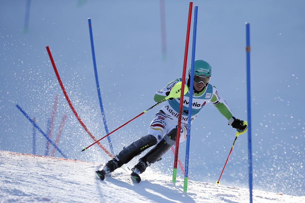 Vainqueur surprise du géant samedi, Neureuther espère réussir la passe de deux en slalom. [KEYSTONE - Peter Klaunzer]