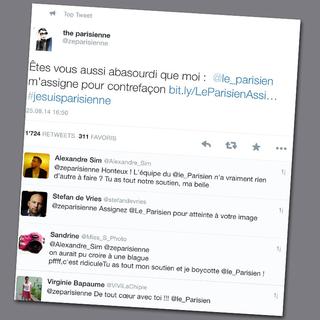 Mobilisation sur Twitter en faveur de la blogueuse de "The Parisienne". [Twitter]