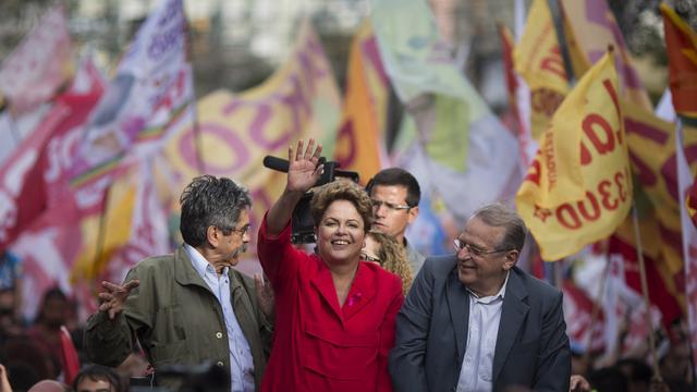 La présidente sortante Dilma Rousseff est donnée favorite pour la présidentielle. [AP Photo/Felipe Dana]