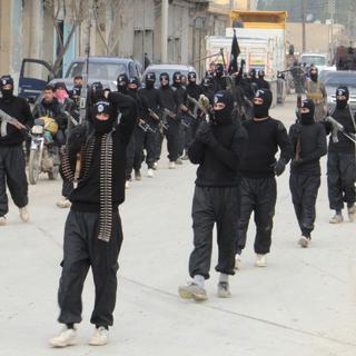 Des membres de l'Etat islamique en Irak et au Levant (EIIL) défilent en Syrie, le 2 janvier 2014. [Yaser Al-Khodor]