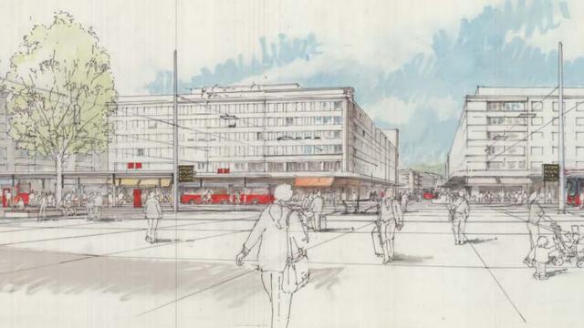 Un croquis présentant le projet de réaménagement de la Place de la gare à Bienne. [biel-bienne.ch]