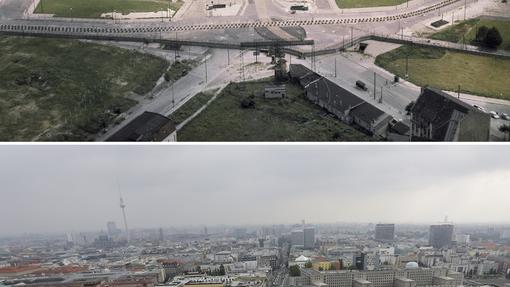 Vide il y a 25 ans, la Potsdamer Platz est désormais une des artères les plus fréquentées par les voitures et cars de touristes. [AP - Markus Schreiber]