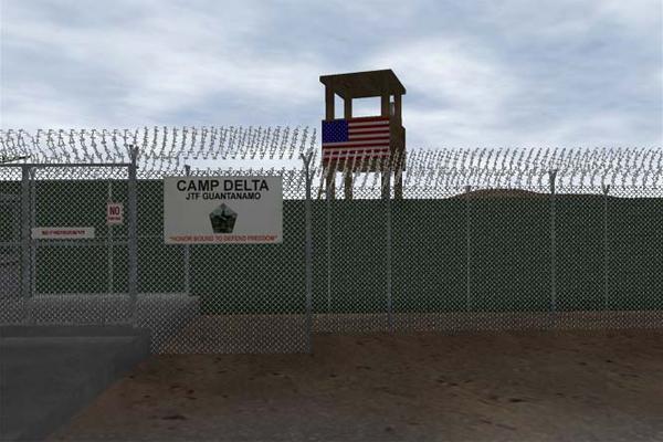 Reconstitution en trois dimensions de la prison de Guantanamo. [zone-interdite.net]