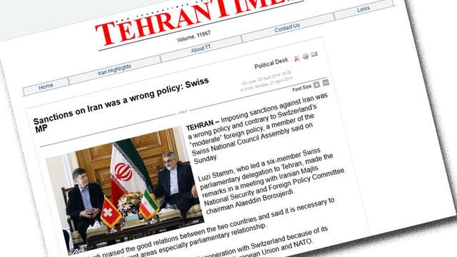 Luzi Stamm en photo dans le "Tehran Times" du 20 avril.