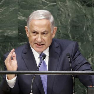Benjamin Netanyahu à la tribune de l’ONU. [Seth Wenig - AP Photo]