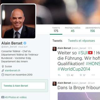 Alain Berset est le seul conseiller fédéral à avoir un compte twitter.