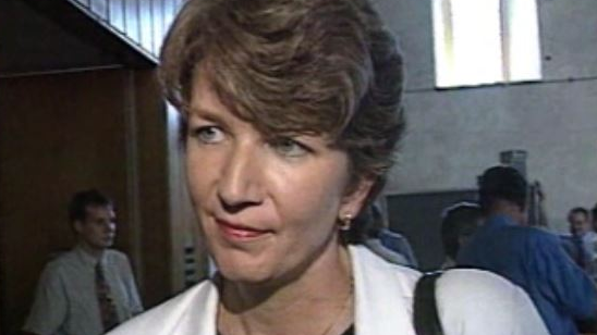 Brigitte Hauser, présidente des femmes PDC, en 1997. [RTS]