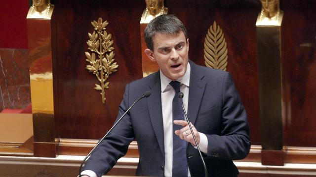 Manuel Valls devant l'Assemblée nationale  française, ce mardi 29 avril 2014. [AP/CHRISTOPHE ENA]