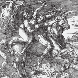 "L'enlèvement sur la licorne", Albrecht Dürer, 1516. [Fonds des estampes du Professeur Decker]