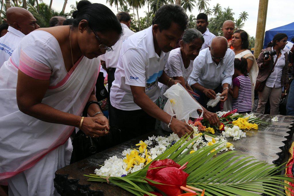 Cérémonie du souvenir à Galle, au Sri Lanka, vendredi. [EPA/Keystone - Pushpa Kumara]