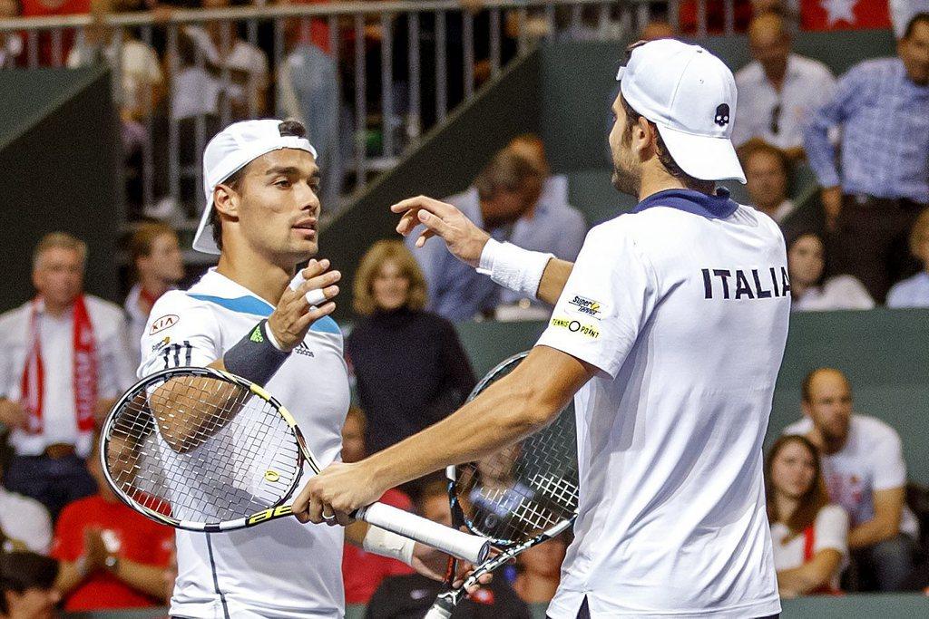 Fognini et Bolelli peuvent toujours croire à un retournement de situation. [KEYSTONE - SALVATORE DI NOLFI]