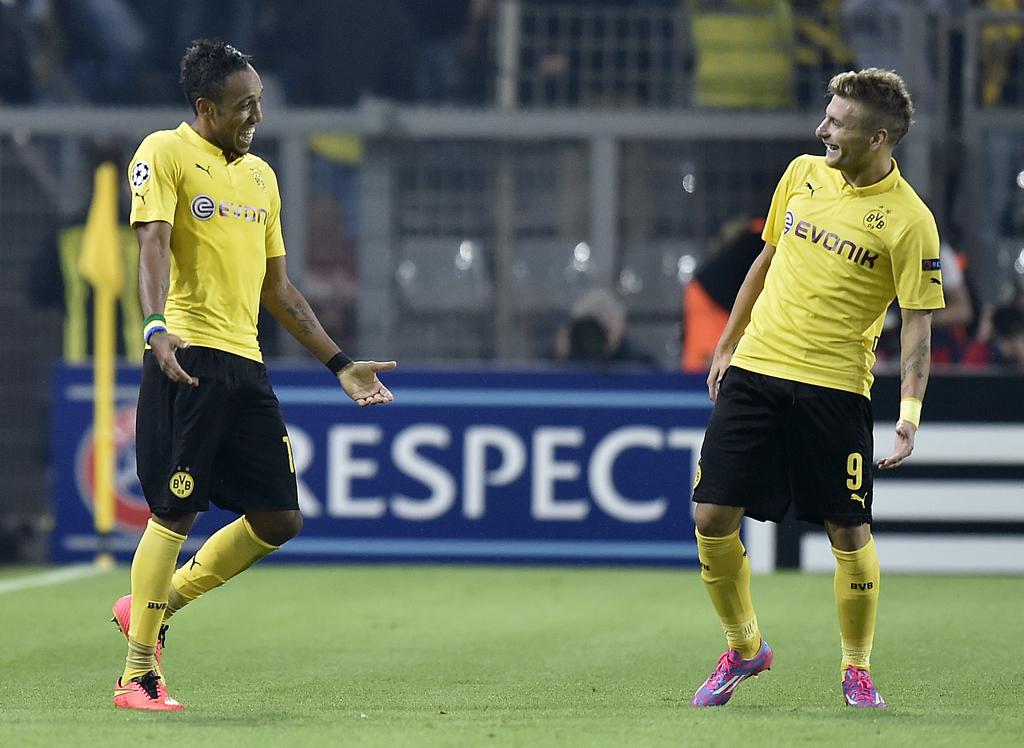 Aubameyang (à g.) et Immobile ont fait parler la poudre pour le BVB. [KEYSTONE - Martin Meissner]