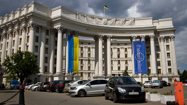 L'Ukraine veut se tourner résolument vers l'Europe (ici, le ministère des Affaires étrangères à Kiev). [Sergii Kharchenko/NurPhoto]