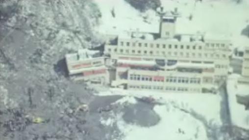 Le sanatorium du plateau d'Assy dévasté par un éboulement. [RTS]