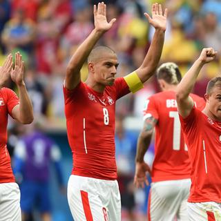 La Suisse a gagné son premier match face à l'Equateur. Réussira-t-elle à battre la France vendredi 20 juin 2014? [AFP - Pedro Ugarte]