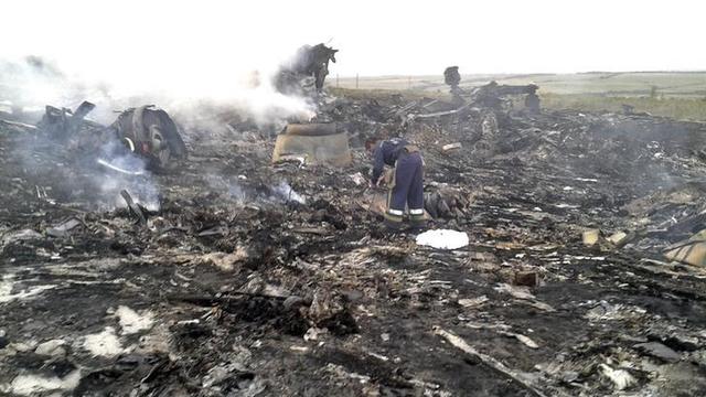 Première image publiée par Reuters sur Twitter de débris de l'avion de Malaysia Airlines qui aurait été abattu à l'est de l'Ukraine.