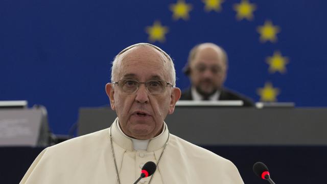 Le pape François s'est adressé aux eurodéputés mardi à Strasbourg. [Andrew Medichini]