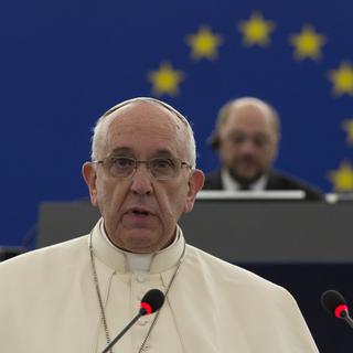 Le pape François s'est adressé aux eurodéputés mardi à Strasbourg. [Andrew Medichini]