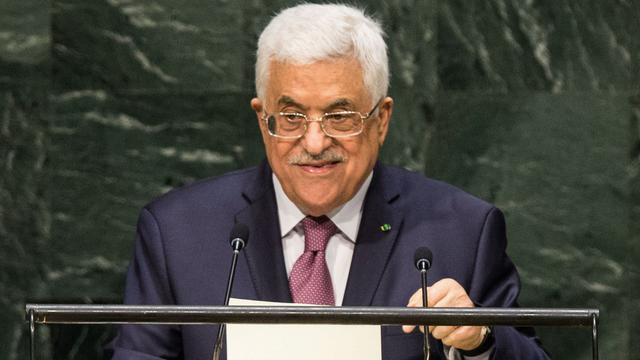 Mahmoud Abbas vendredi devant l'ONU à New York. [Andrew Burton/Getty Images]