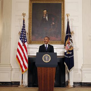 Le président américain Barack Obama annonce qu'il autorise des frappes aériennes sur les djihadistes de l'Etat islamique. [Larry Downing]
